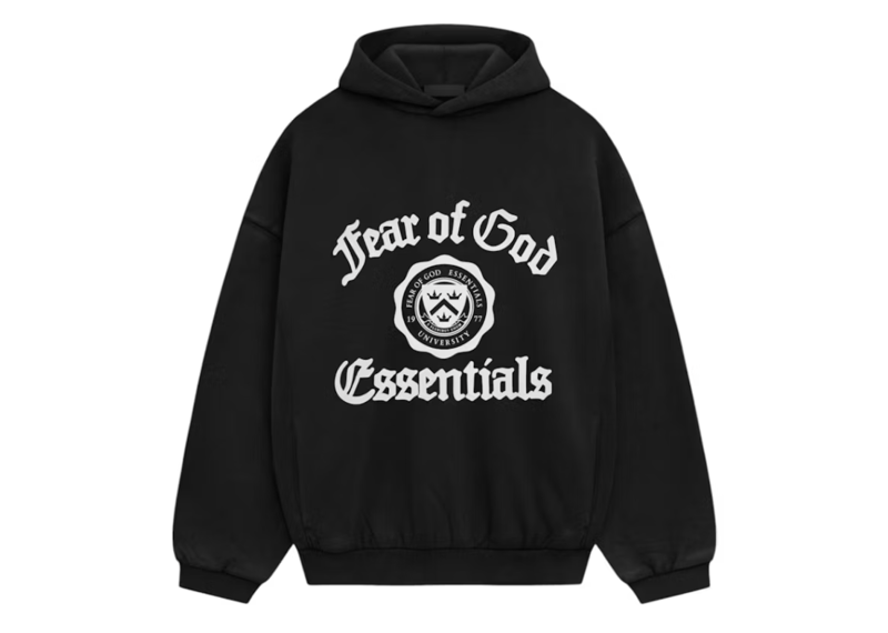 Fear of God Essentials Heavy Fleece Vintage Shrunken Hoodie Black