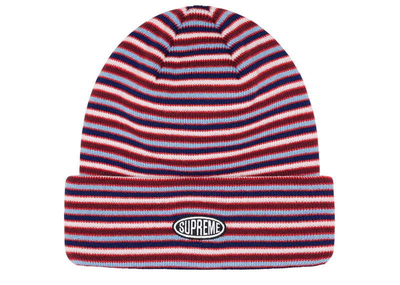 Supreme Multi Stripe Beanie Red FW22
