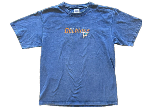 Navy Blue Embroidered Miami Dolphins Tee