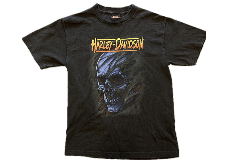 Harley Davidson Blue Skull Tee Black