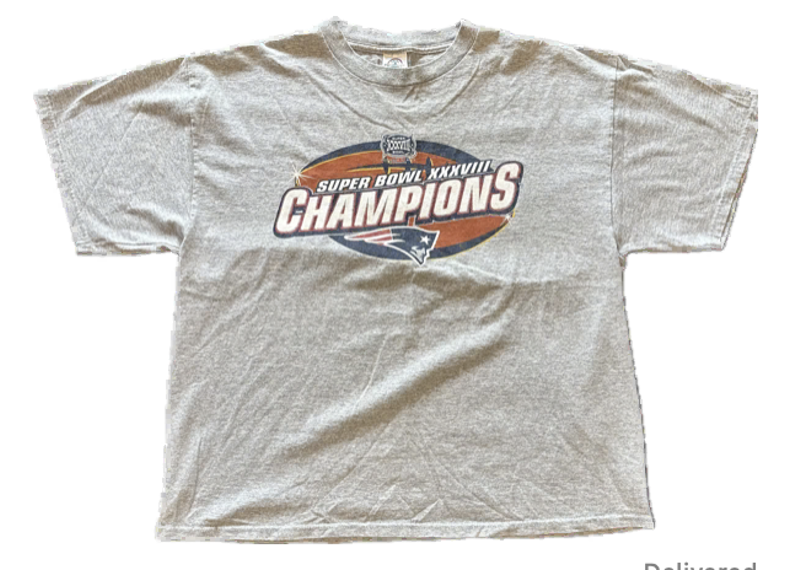 Patriots Super Bowl XXXVIII Vintage Tee Heather Grey