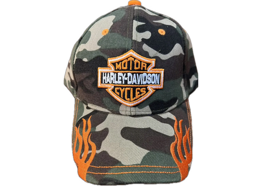 Harley Davidson Vintage Y2K Flames Camo Hat