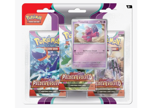 Pokemon Paldea Evolved 3 Pack Blister Tinkatink