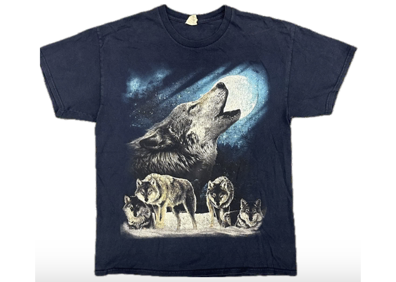 Wolf Pack Howling Full Moon Y2K Tee