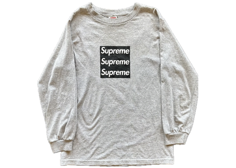 Supreme Asspizza Triple Box Logo L/S Tee Grey