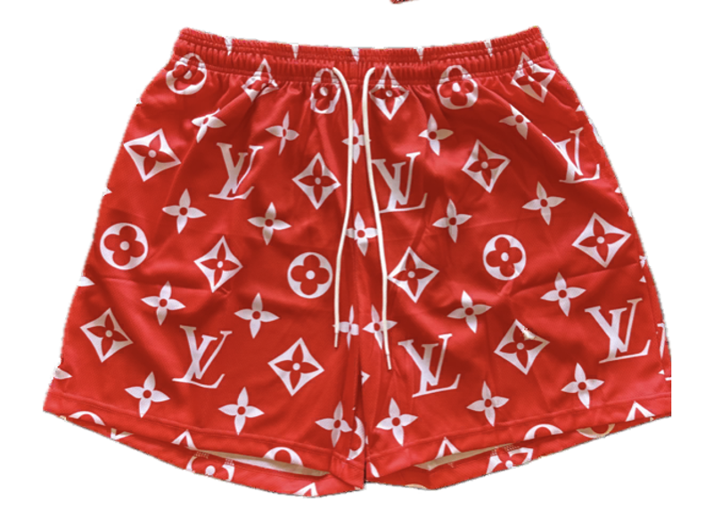 LV Print Shorts Red