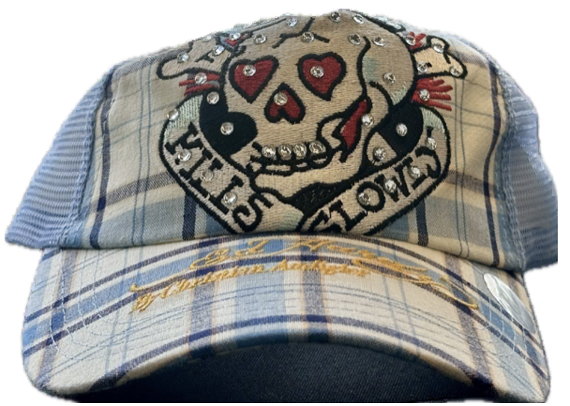 Ed Hardy Vintage Mesh Hat Plaid Blue