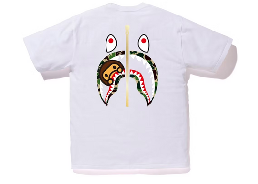 BAPE ABC WGM Milo Gold Zip Shark Tee White/Green