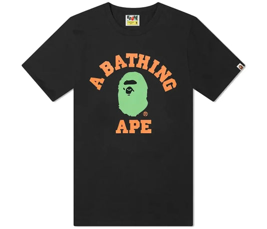 BAPE A Bathing Ape Neon College Tee Black