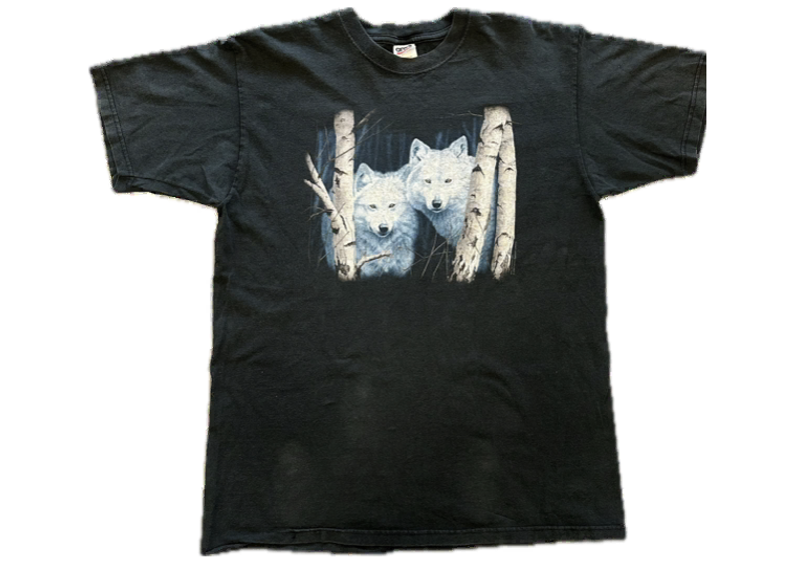 2 wolves Tee Black