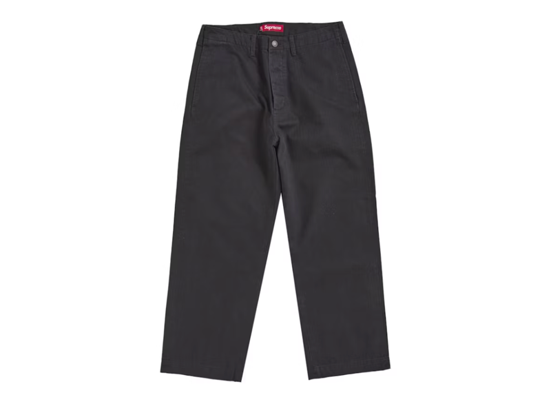 Supreme Washed Herringbone Chino Pant Black