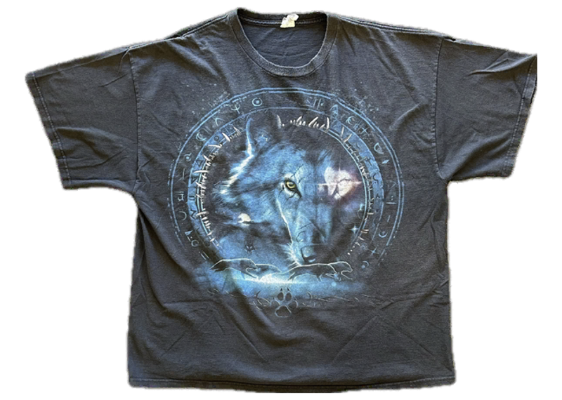 Wolf Pack In The Night Moon Light Vintage Y2K Tee