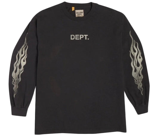 Gallery Dept. Flames L/S T-Shirt Black