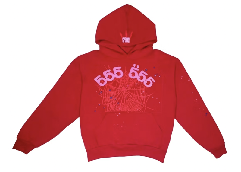 Sp5der Worldwide Red Angel Number 555 Hoodie Red