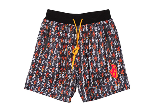 John Geiger Chenille Logo Mesh Basketball Shorts