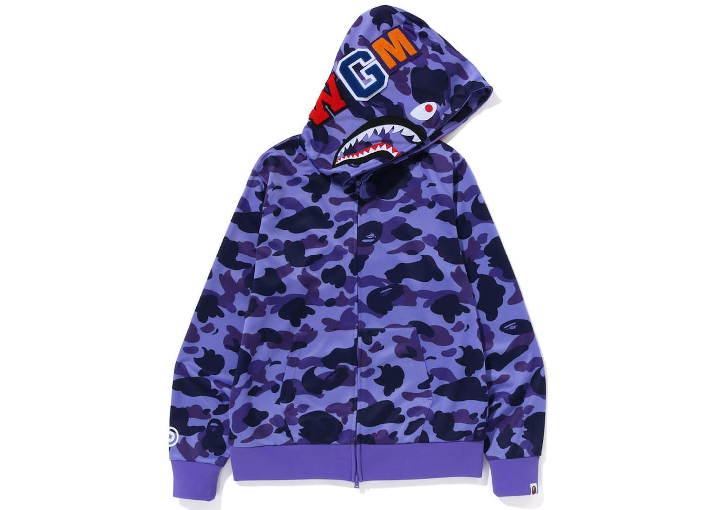 BAPE 1st Camo Jersey Shark Full Zip Hoodie Purple