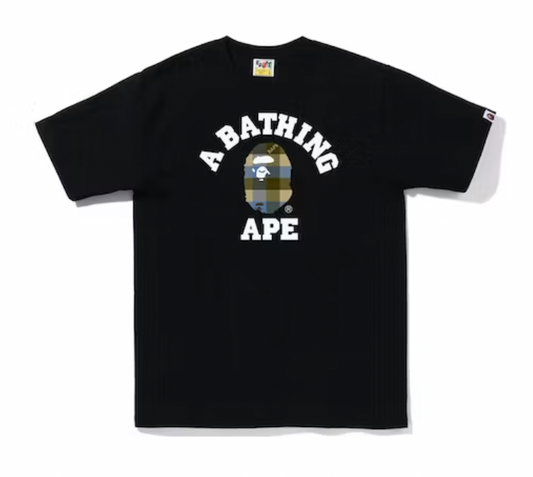 BAPE Block Check College Tee // Black/Beige