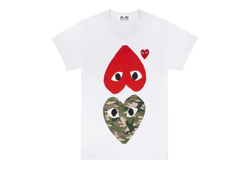 CDG Camo Upside Down White Tee