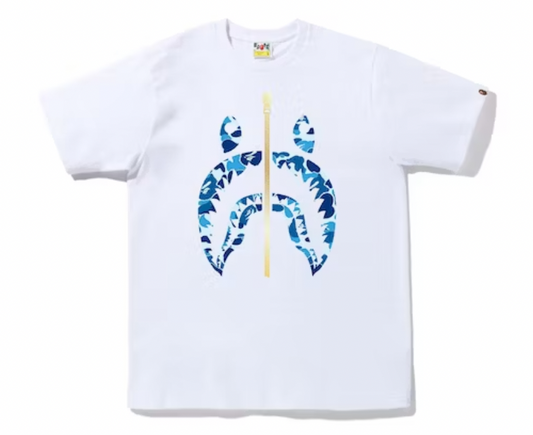 BAPE ABC Camo Gold Zip Shark Tee // White/Blue