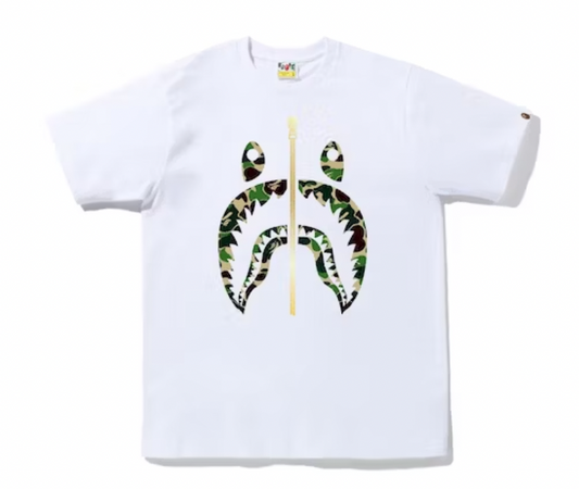 BAPE ABC Camo Gold Zip Shark Tee // White/Green