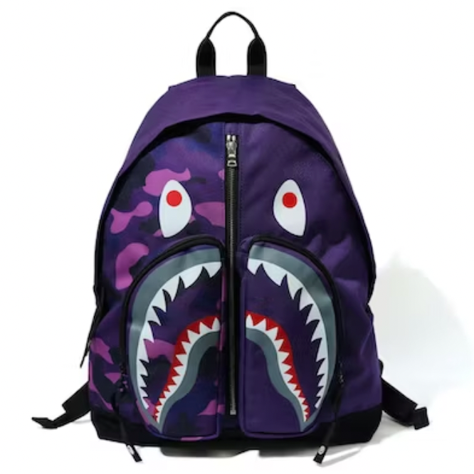 BAPE Color Camo Shark Day Pack Backpack // Purple