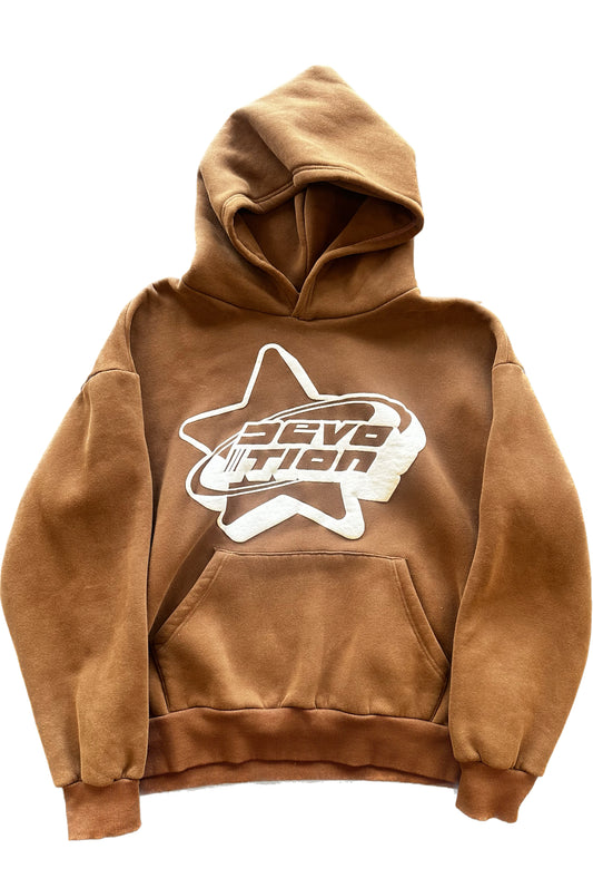 Devotion Puff Print Hoodie Brown