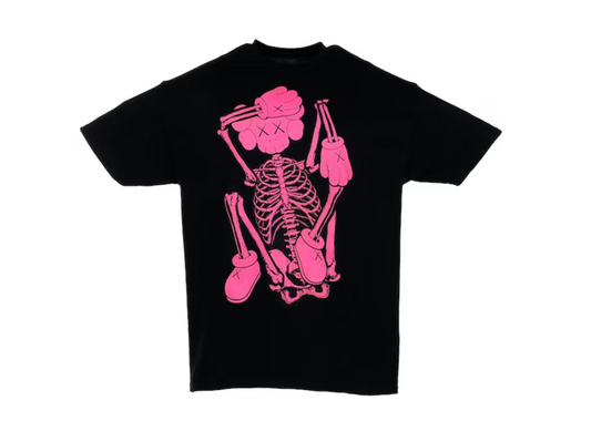 KAWS SKELETON NEW FICTION T-shirt Pink