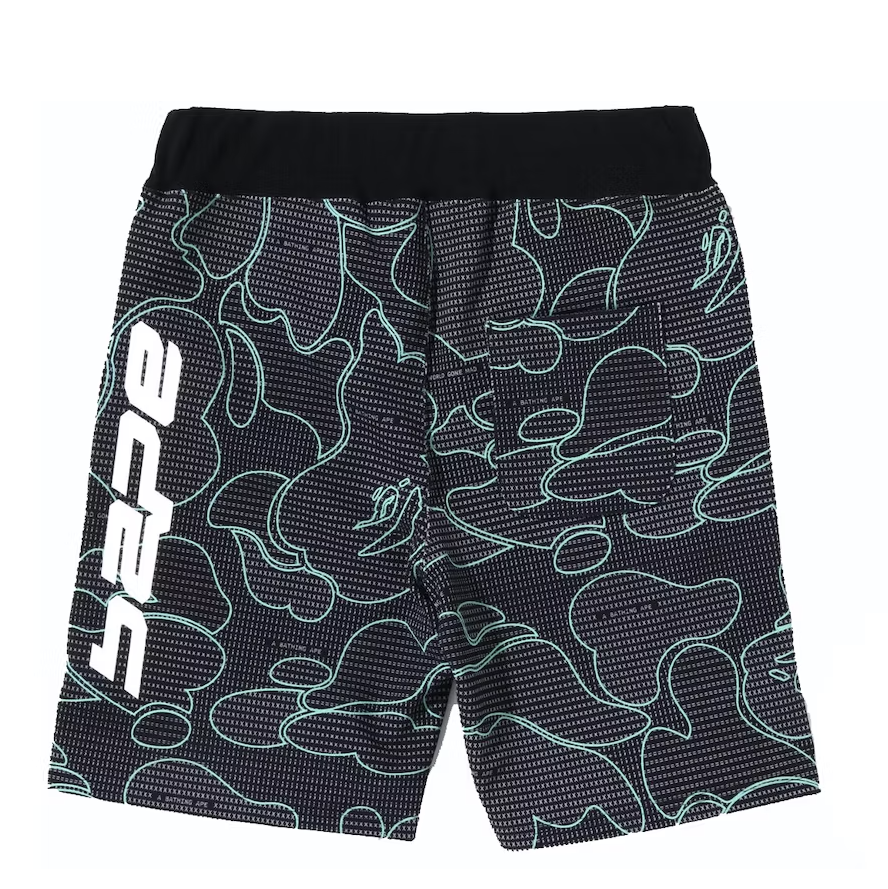 BAPE Text Code Camo Sweat Shorts Black