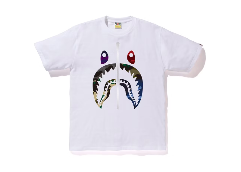 BAPE Mix Camo Shark Tee White