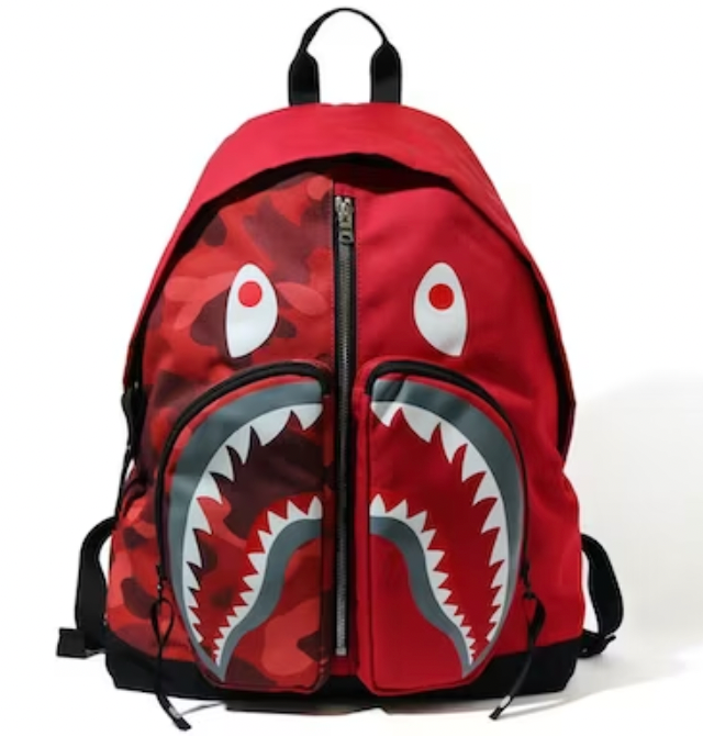 BAPE Color Camo Shark Day Pack Backpack // Red