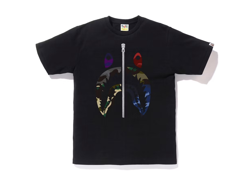 BAPE Mix Camo Shark Tee Black