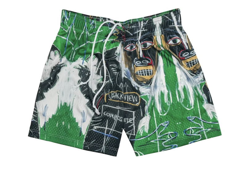 Bravest Studios Basquiat Portrait Shorts Green