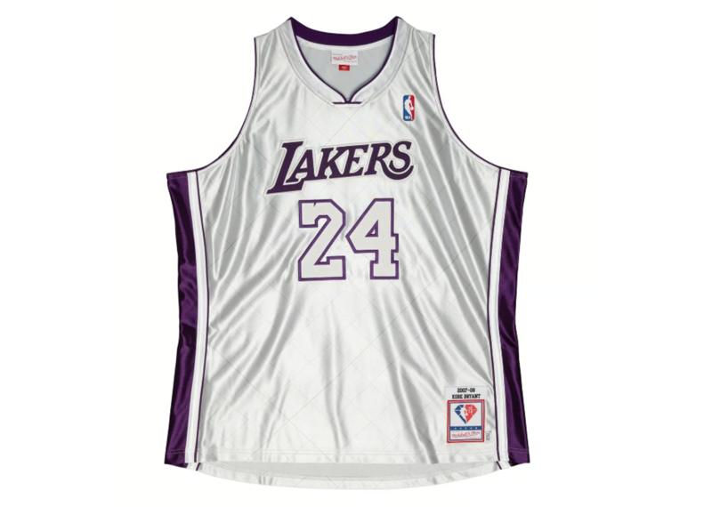 Kobe Bryant NBA LA Lakers 75th Anniversary Platinum Jersey Mitchell