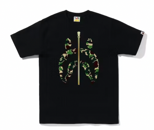 BAPE ABC Camo Gold Zip Shark Tee // Black/Green