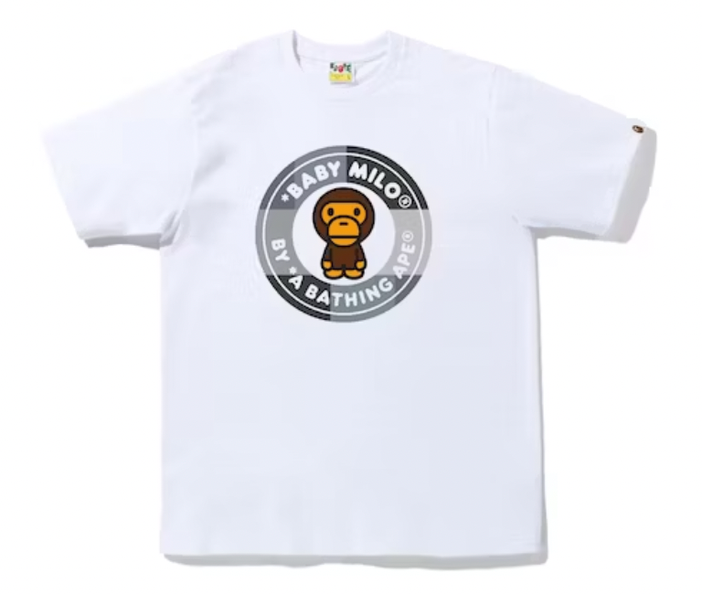 BAPE Color Block Milo Busy Works Tee // White/Black