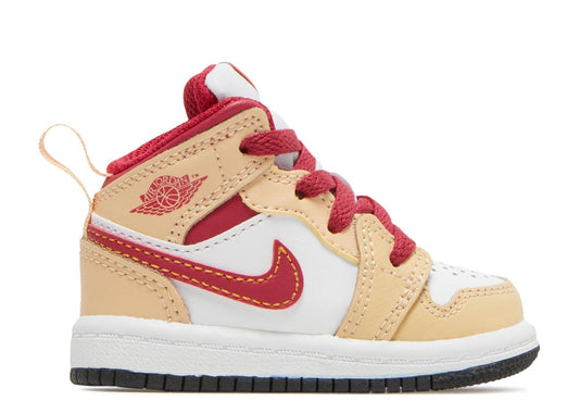 Air Jordan 1 Mid TD Light Curry Cardinal Red