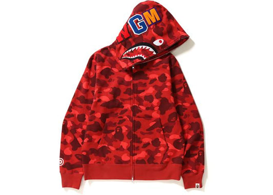 BAPE Color Camo Shark Full Zip Hoodie Red