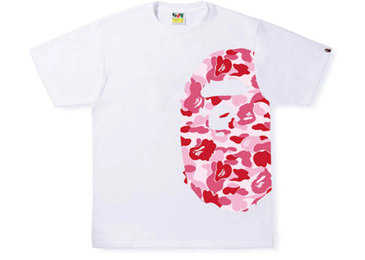 BAPE ABC Camo Single Color Side Big Ape Head Tee White Pink