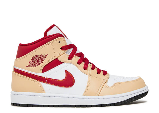 Air Jordan 1 Mid Light Curry Cardinal Red