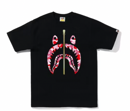 BAPE ABC Camo Gold Zip Shark Tee // Black/Pink