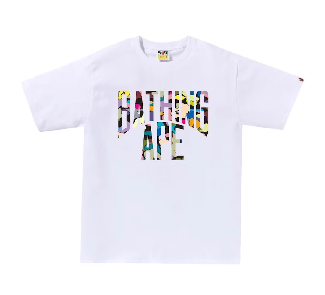 BAPE Multi Camo NYC Logo Tee White/Multicolor